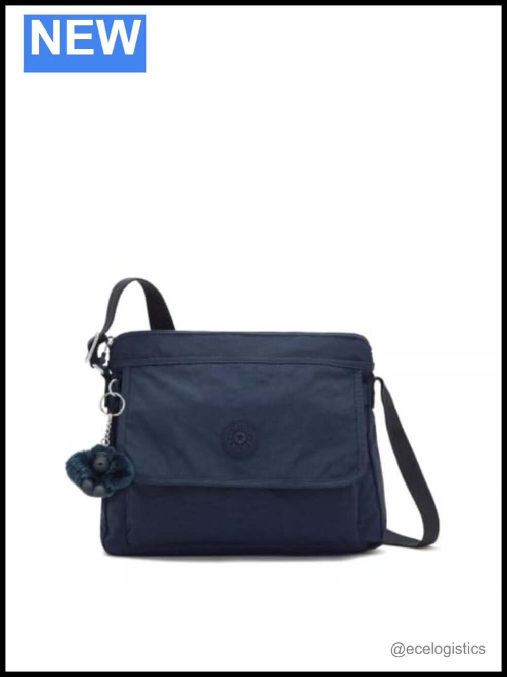 Nylon Sling Crossbody Bag with Monkey Keychain Lightweight Everyday Purse